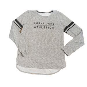 Lorna Jane Athletica Women's Sweatshirt Top Size XL Gray Black Logo Tunic EUC65